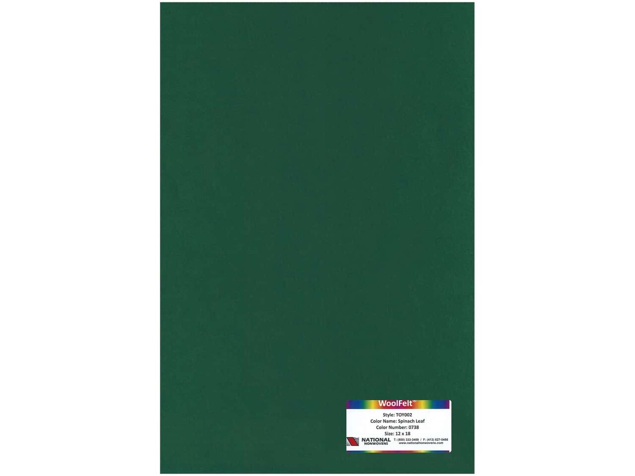 National Nonwovens Wool Felt 35% 12 in. x 18 in. Spinach Leaf